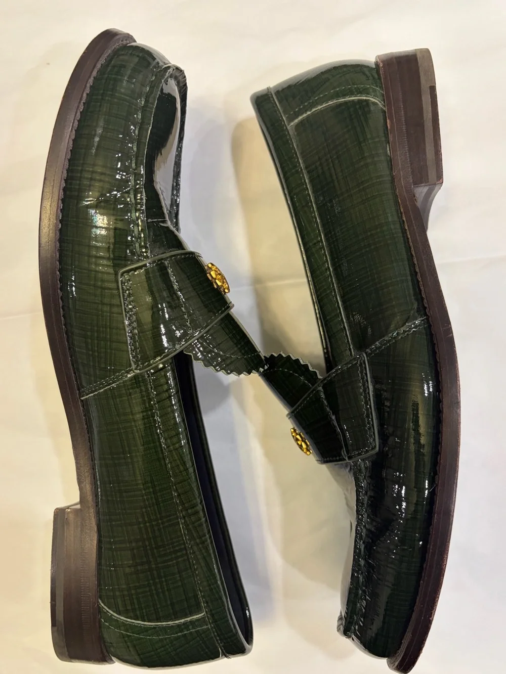 Tory Burch Classic Loafers in Dark Everglade Patent Leather - Size 9 (With COA)